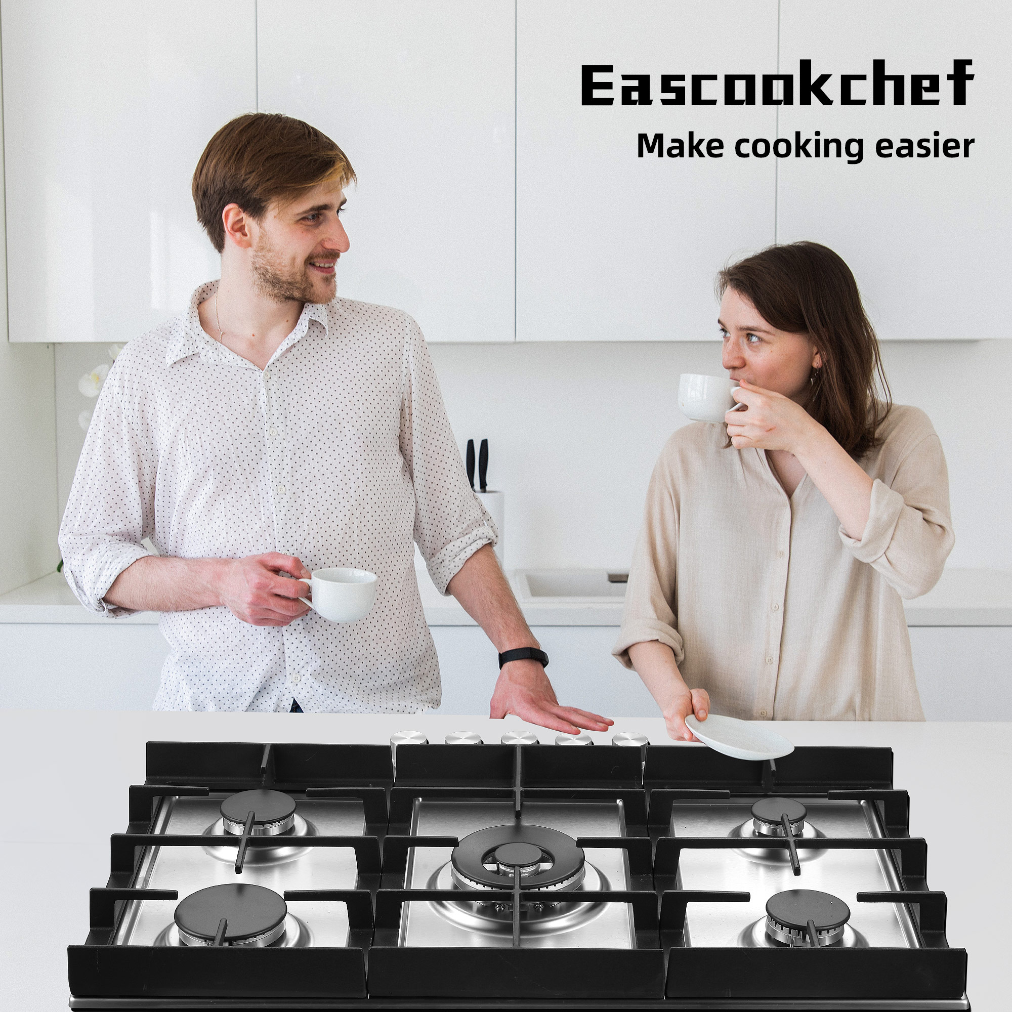 Amzgachfktch 5 Burners Gas Cooktop Stove Oven 30 inch Stainless Natural Gas/LPG Convertible Built-in