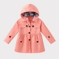 thumbnail image 2 of FNFYFH Rain Jacket for Kids Cute Waterproof Raincoat with Pockets Lightweight Comfy Button Hoodies for Girls Ruffled Waist Windproof Jackets Purple 5-14Years Clearance Deals, 2 of 9
