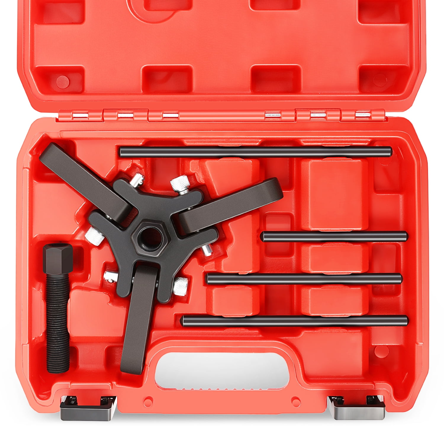 DNA Motoring TOOLS-00317 For Chrysler GM MIT Cadillac Oldsmobile Harmonic Balancer Pulley Puller Tool Kit With Red Carrying Case