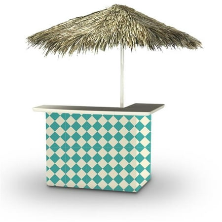 Best of Times 2001W2112-MCP Take Me To The Races Palapa Portable Bar & 6 ft. Square Palapa Umbrella, Mint &