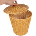 thumbnail image 4 of EXHUMKY Rustic PP Trash Can with Lid Light Brown Woven Basket for Multi-Use Household Storage, 4 of 5