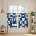 thumbnail image 3 of Blue Abstract Kitchen Curtains, Modern White Brush Texture Ombre Light Filtering Window Curtain Panels, 2Pcs Rod Pocket Window Treatments Set for Cabin Bathroom Bedroom 52x45 Inches, 3 of 9