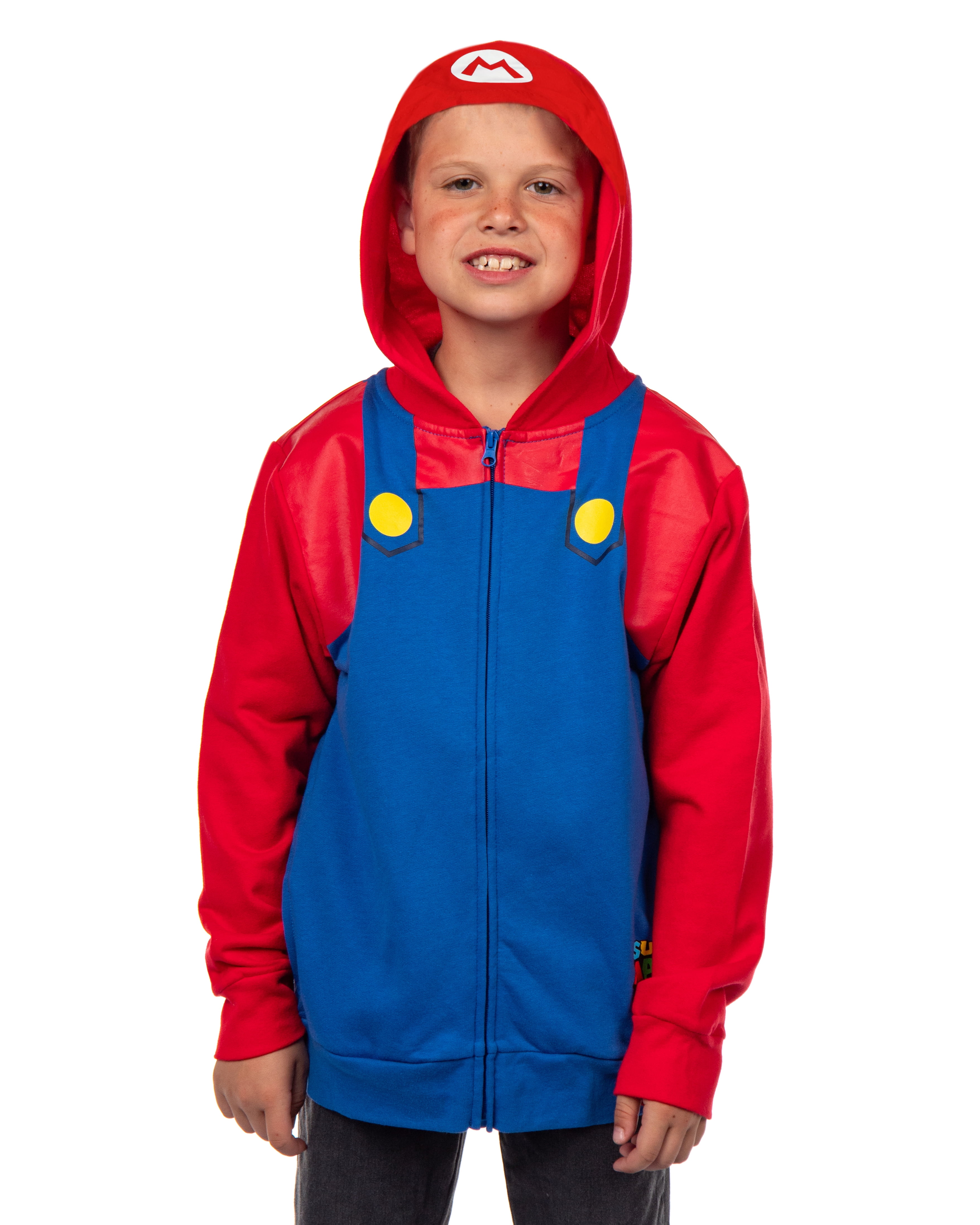 Super Mario Hoodie Boys Nintendo Long Sleeve Zip Up Jacket Lightweight Pullover Hooded Sweatshirt