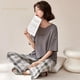 thumbnail image 4 of Conjunto de Pijama de manga corta para Mujer, ropa de dormir de punto a rayas, elegante, para estar en casa, talla grande 5XL, 4 of 4