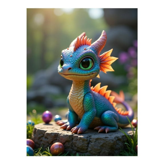 Diamond Art Kit for Adults, Cute Colorful Dragon Fantasy Diamond Painting for Adults Beginners, DIY Diamond Art Painting Kits, 5D Diamond Painting Crafts for Home Decor 12x16 Frameless