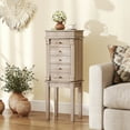 thumbnail image 2 of Patiojoy Free Standing Jewelry Cabinet Chest Organizer w/ Mirror & Swing Doors Gray, 2 of 9