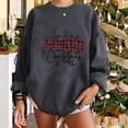 thumbnail image 4 of Hauts pour Adolescentes Mode Femmes Décontracté Imprimé Col Rond Manches Longues T-Shirt Ample Blouse d'Automne Chandail Sans Capuche Chandails en Molleton Assortis en Liquidation, 4 of 5