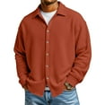 thumbnail image 2 of OIOLOYJM Men's Shirts Solid Casual Business Long Sleeve Waffle Knit Shirts Free Button Down Clothes Classic Collar T shirt Earthy Yellow 2XL, 2 of 4