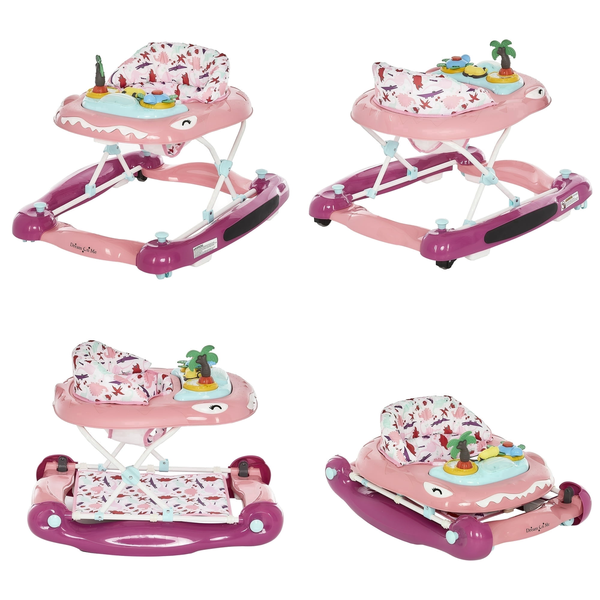 Dream On Me Baby Steps Activity Walker, Easy to Fold Baby Walker, Pink