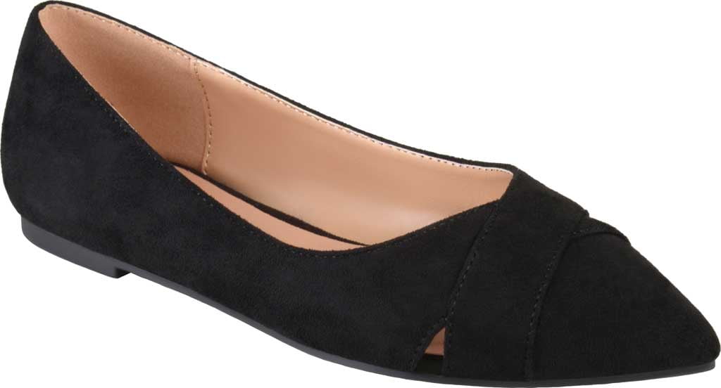 Women's Journee Collection Winslo Pointed Toe Ballet Flat Black Faux