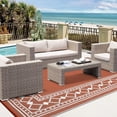 thumbnail image 3 of Memoryfield 9' x 18' Outdoor Rug Waterproof, Reversible Plastic Straw Patio Mat, Portable Rug for Deck, RV, Camping & Balcony, Terracotta & White, 3 of 9