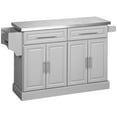thumbnail image 1 of HOMCOM Rolling Kitchen Island with Storage and Stainless Steel Top, Kitchen Trolley with Drawers, Cabinets, Towel Rack, 1 of 7