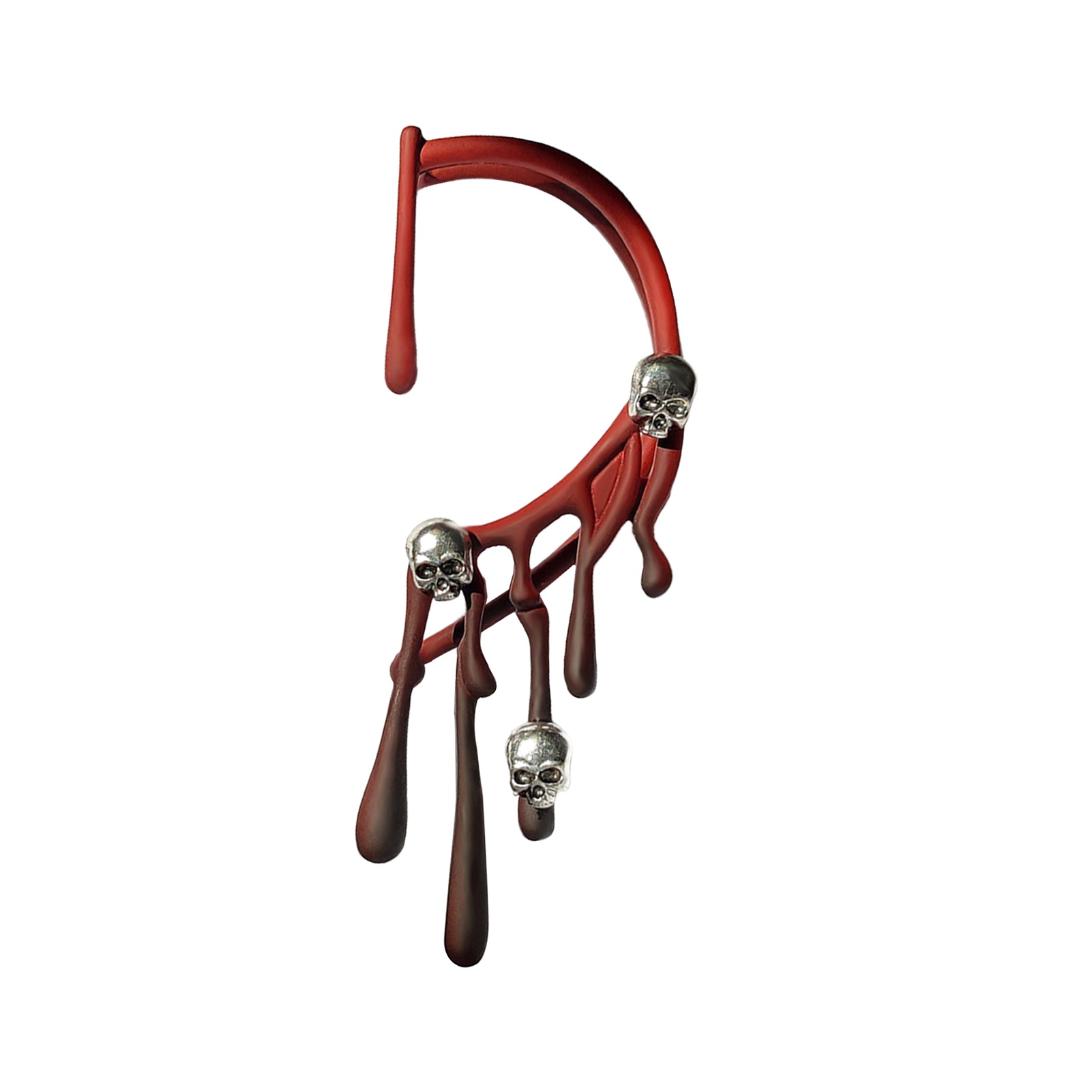 comerut 1 Pc Women Halloween Ear Cuff Exaggerated Style Fulgurite Skull Decor Hollow Out Retro Individual Wine Red Party Canival Performance Ear Jewelry