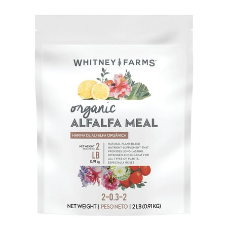 Whitney Farms Organic Alfalfa Meal, Nutrient Supplement for All Plant Types, 2 lbs.