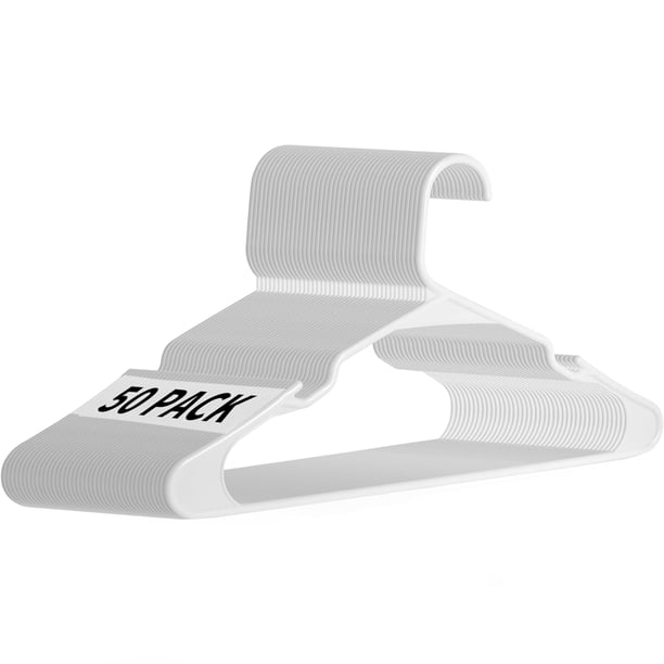 Perchas de plástico Simple Deluxe, 50 unidades, ligeras, de color blanco