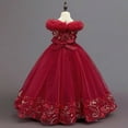 thumbnail image 6 of JAJAHO Girls Sequin Dresses Sparkly Tulle Birthday Princess Party Dress Fuzzy Trim Maxi Ball Gown Flower Girl Dress For Wedding Party Prom 3-12Y, 6 of 9