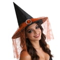 thumbnail image 2 of Women Adult Witch Hat with Spider Web Tulle & Rhinestone Decor, Pointed Witch Costume Hat, Elegant Halloween Dress Up Accessory for Cosplay, Trick or Treat and Photo Shoots, 2 of 6