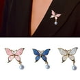 thumbnail image 2 of Trendy Double Layer Pearls Butterfly Pin Metallic Evening Wear Embellish, 2 of 9