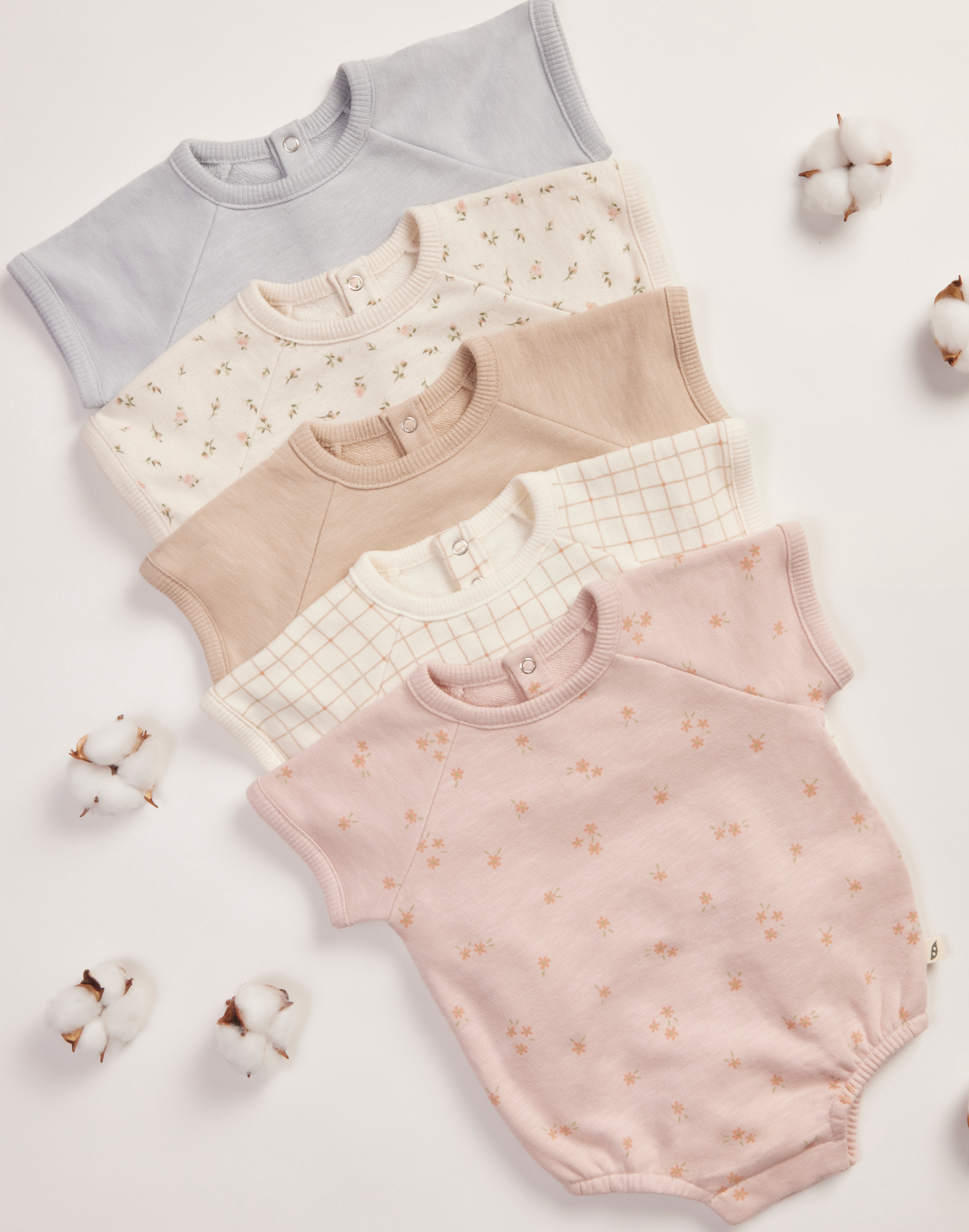 easy-peasy Baby Short Sleeve French Terry Solid Bodysuit, Sizes 0-24 Months