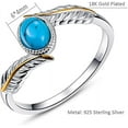 thumbnail image 2 of NUNCAD Oval Cut Created Turquoise Feather Rings Women's Vintage Rings, 2 of 5