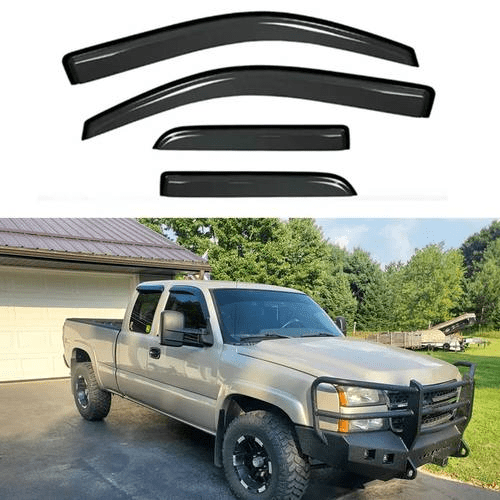 Window Rain Guards compatible with 1999-2006 Chevy Silverado/GMC Sierra 1500/2500/3500HD Extended Cab, Window Visor Deflector Shield Protector Sun 2007 Silverado/Sierra Classic, Out Channel, 4PCS