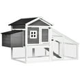 thumbnail image 1 of PawHut 69" Chicken Coop Wooden Hen House with Run, Nesting Box, Tray, 1 of 10