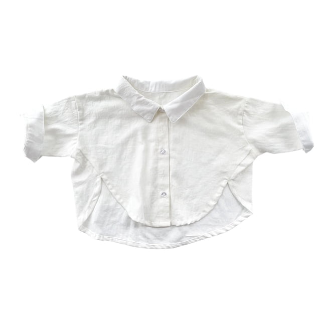 Kids Unisex Linen Shirts, Stylish Loose Button Down Tops for School & Outings, 6M-7Y