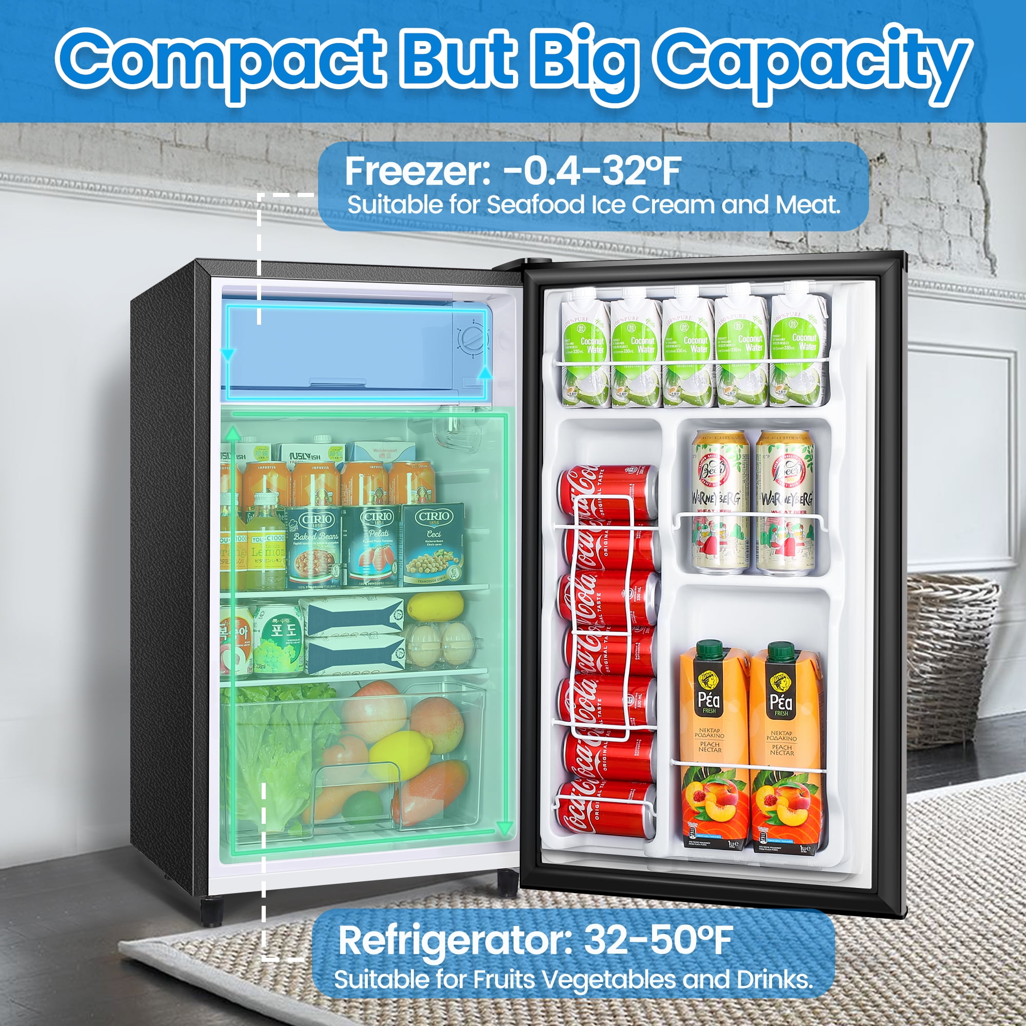 WANAI Energy-efficient Refrigerators with Shelves, 46 lb