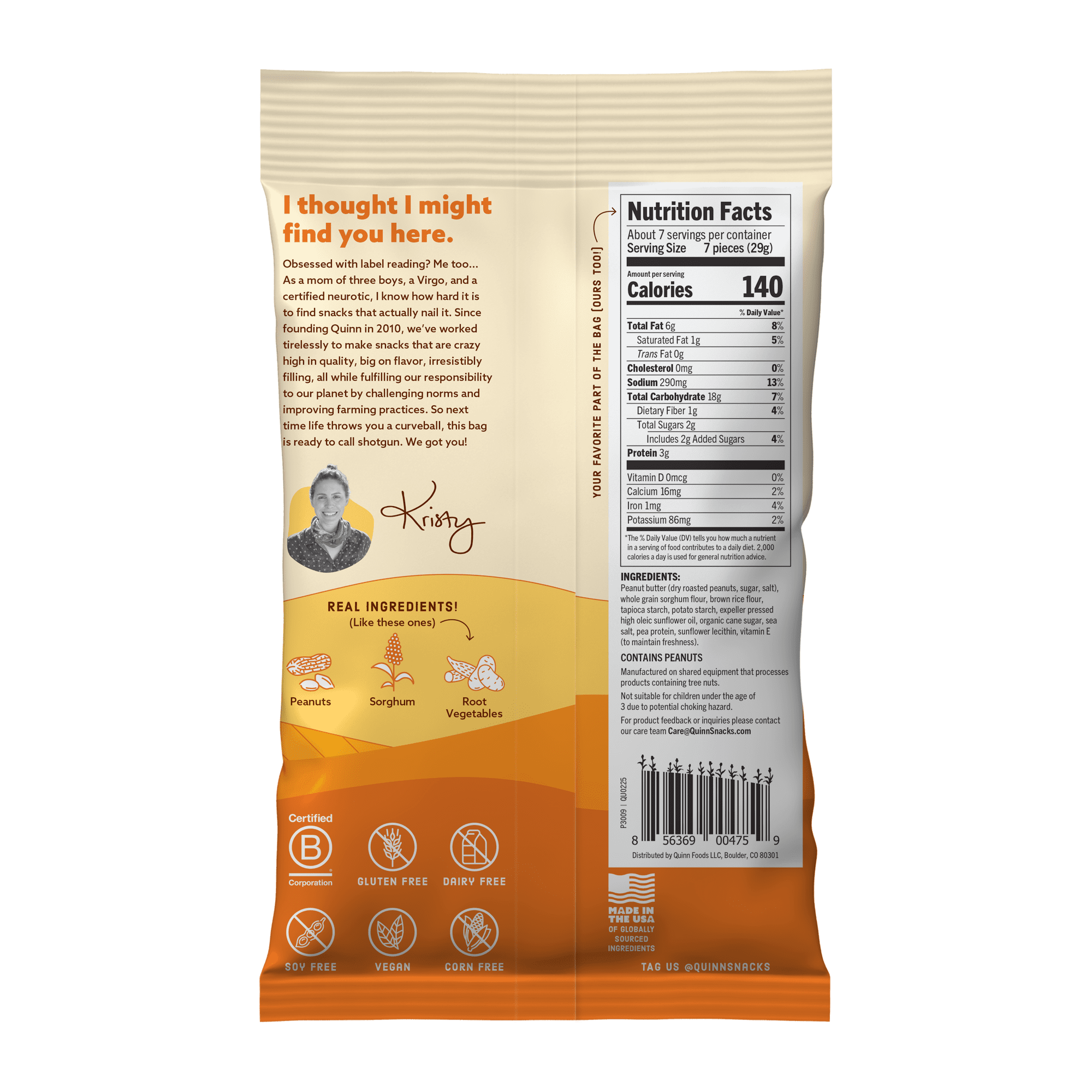 Quinn Peanut Butter Filled Pretzel Nuggets, Gluten Free Snacks, 7 oz Bag