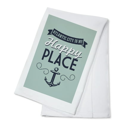 

New Jersey Atlantic City Is My Happy Place (100% Cotton Tea Towel Decorative Hand Towel Kitchen and Home)