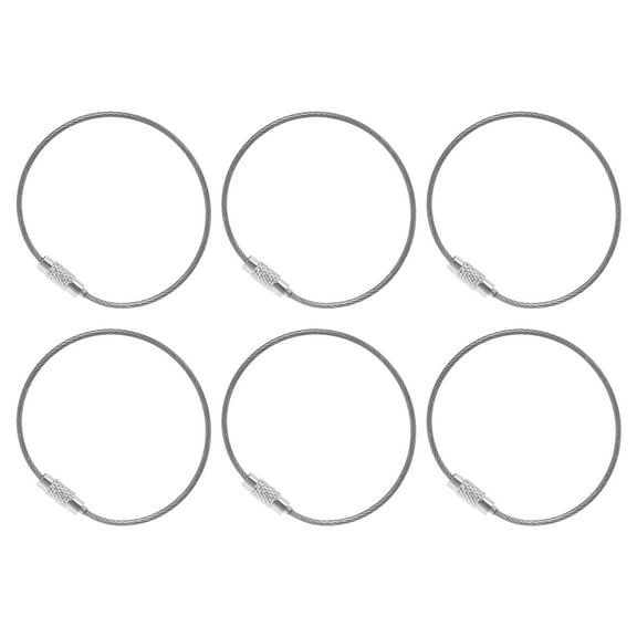 Uxcell 5.9" Length Wire Keychain Cable, 6 Pack 201 Stainless Steel 1.5mm Key Ring for Outdoor Hiking Sport, Transparent