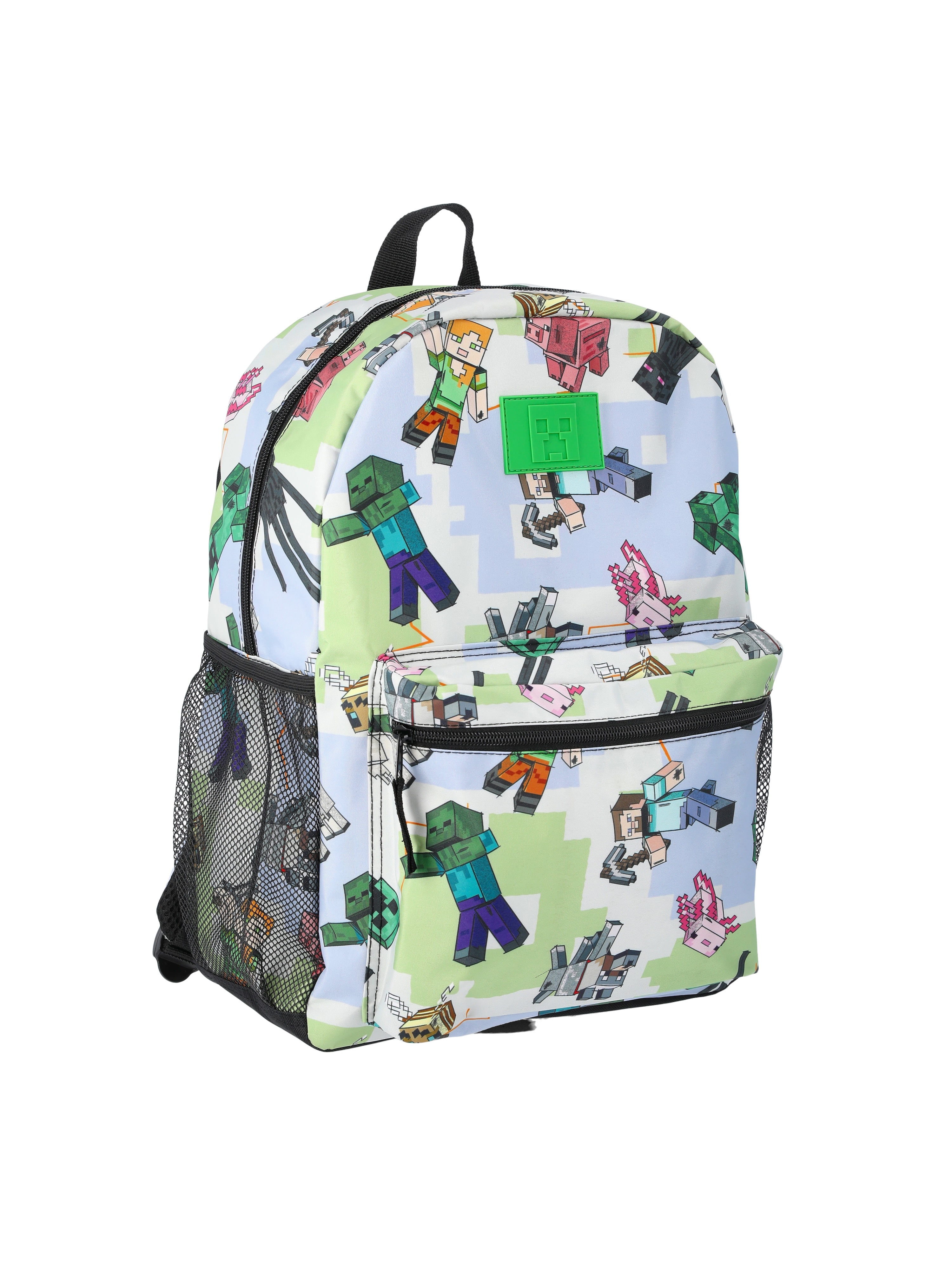 Minecraft Boys' 17" Allover Printed Backpack, Light Blue