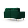 thumbnail image 3 of 2-Seater Velvet Green Sofa with Channel-Tufted Back Design, Removable Seat Cushions & 2 Throw Pillows for Modern Living Rooms, 3 of 8