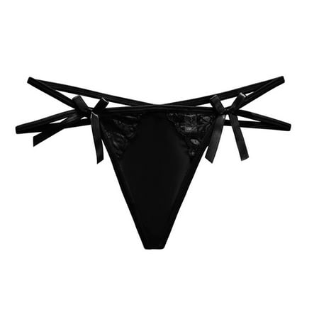 

Frehsky underwear women Women s Fashion Hot Ribbon Transparent Mesh Thong Perspective Temptation Underwear Black