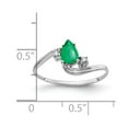 thumbnail image 2 of Solid 14k White Gold 6x4mm Pear Emerald Green May Gemstone Diamond Engagement Ring Size 5.5 (.03 cttw.), 2 of 3