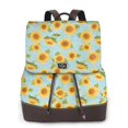 thumbnail image 1 of Disketp White Polka Dot Sunflower A Mochila de Cuero para Mujer, Bolso de Espalda Antirrobo con Estilo para Viaje, Trabajo y Uso Diario, 1 of 4
