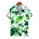 thumbnail image 5 of Camisas de playa de verano de Hawái 2024, camisa para hombre y mujer, camisa de pareja con solapa estampada de trébol de cuatro hojas, camisas florales verdes, 5 of 5