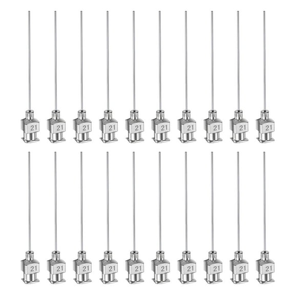 Uxcell 20pcs 21G Stainless Steel Dispensing Needles, 1-1/2" Glue Needle Tube Blunt Tip