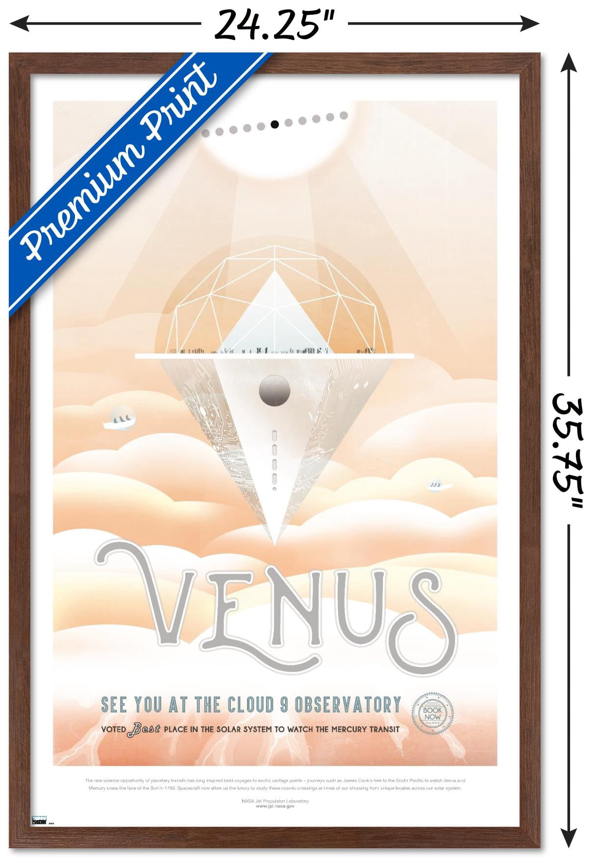 NASA - Venus Travel Poster Wall Poster, 22.375" x 34" Framed