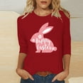 thumbnail image 2 of RKSTN Hauts pour Femmes Pâques Mignon Lapin Imprimé Coupe Ample Hauts Col Rond Manches 3/4 Printemps Été Blouse Douce, 2 of 4