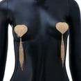 thumbnail image 3 of Sparkly Rhinestones Metal Chain Nipple Cover with Tassel, Reusable Adhesive Pasties Sexy Bra Body Chain, 3 of 13