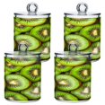 thumbnail image 2 of WOBOGO Kiwi Fruit Pattern Transparent Plastic Jar 4pcs Cotton Swabs Balls Pads Floss Stick Dispenser Bathroom Vanity Storage Organizer, 2 of 7