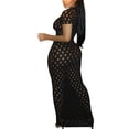 thumbnail image 4 of Yuemengxuan Women Hollow Out Maxi Dress Short Sleeve U Neck Solid Color Bodycon Dress, 4 of 8