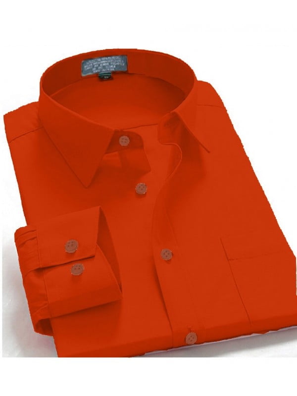 Pocket Casual Dress Shirt Orange 