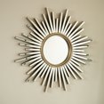 thumbnail image 2 of 33 Inch Sunburst Mirror For Living Room, Art Deco Pu Wall Decor With Radiant Design, Lightweight And Durable For Bedroom, Bathroom, Entryway, 2 of 9
