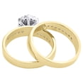 thumbnail image 3 of 10K Yellow Gold Diamond Trio Set Flower Halo Bridal Set + Wedding Band 3/4 Ct., 3 of 7
