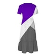 thumbnail image 4 of Penkiiy Women's Summer Casual Short Sleeve Crewneck Geometric Print Dress Casual Flowy Tiered Maxi Beach Dress With Pockets L Purple, 4 of 4