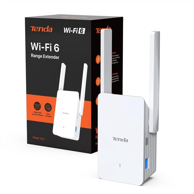 Tenda Repetidor Wi-Fi 6 AX1500, Amplificador de señal Que Cubre hasta 80 m², Potenciador inalámbrico con 1 Puerto Ethernet Gigabit, Compatible con Todos los routers A23