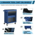 thumbnail image 4 of Tool Chest, 5-Drawer Rolling Tool Storage Cabinet with Locking Mechanism & Lockable Wheels & Detachable Top Tool Box, Metal Tool Cart with Side Hooks for Garage Workshop, Blue, 4 of 7