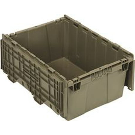 - Quantum Storage Systems Attached Lid Distribution Container, 21 In. X 15 In. X 9 In.,Gray